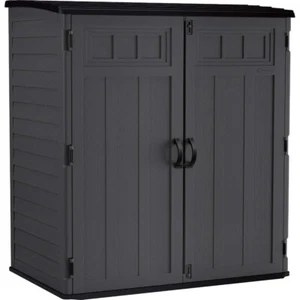 Suncast Vertical Resin Storage Shed Outdoor Cabin Extra Large 6x5FT Peppercorn - Picture 1 of 2