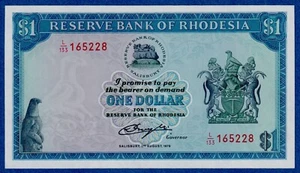 RHODESIA $1 1979 P-38 (2nd Aug 1979), Almost UNC Banknote L/133 165228 - Picture 1 of 2