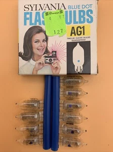 Sylvania AG-1 Blue Dot Flash Bulbs Case Of 12 Boxes Clear & Blue 140 Bulbs - Picture 1 of 2