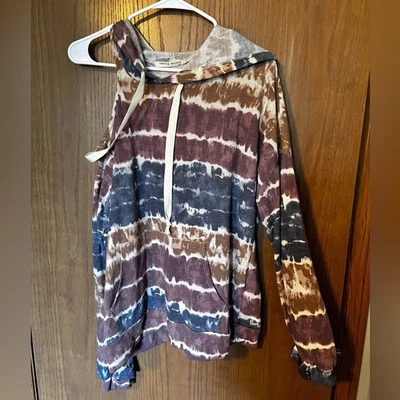 NWT Sudadera con capucha Tie Dye de hombros descubiertos Twenty Second talla grande Foto 1 de 4