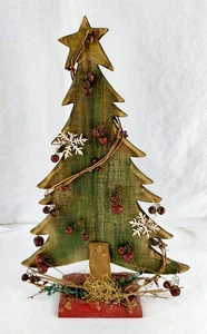 Tii COLECCIONES 14.5" Madera/Metal Figura Árbol de Navidad - Bosque Rústico Vacaciones - Imagen 1 de 7