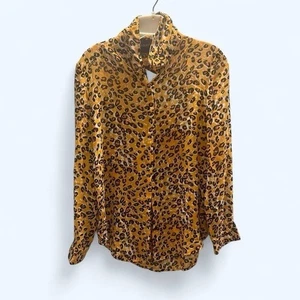 MinkPink stunning mobwife leopard print cutout ladies button up blouse size SM - Picture 1 of 7