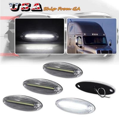 5X Luces LED blancas transparentes delanteras elevadas para techo para 08+ Freightliner Cascadia Foto 1 de 4