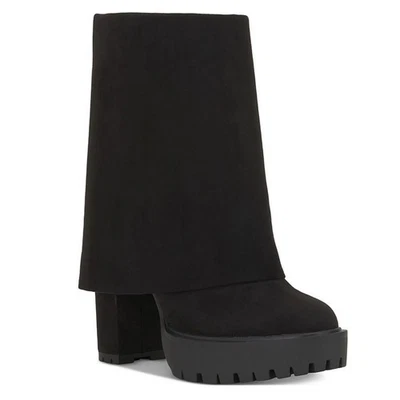 I.N.C. Int Concepts 女式黑色 Acelina 折叠式袖口连衣裙短靴 9M 码 — 第 1/4 张图片