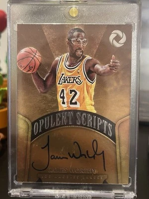 2017-18 Panini Opulence Opulent Scripts Gold James Worthy  /25 auto Color Match - Image 1 of 3