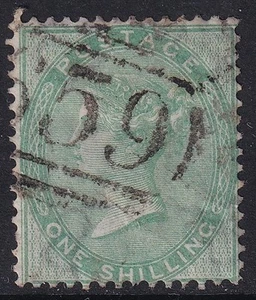GB QV SG72 1/- Green - Good to Fine Used. Cat £350 - Imagen 1 de 2