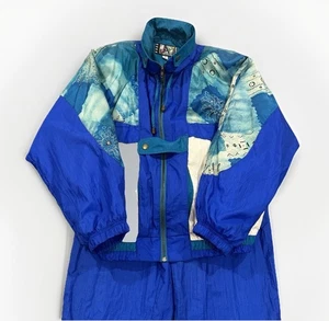 Vintage RE River Edge Sport Damen Trainingsanzug Windbreaker Set - Gr. M Blau - Bild 1 von 13