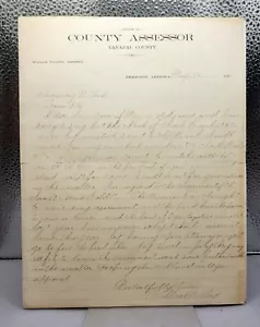 LETTERHEAD – PRESCOTT ARIZONA TERRITORY – COUNTY ASSESSOR 1907 - Picture 1 of 1