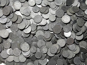 Nazi German Third Reich - 50 Coins - 1 5 10 Reichspfennig 1940-1944 Zinc WW2 LOT - Picture 1 of 3