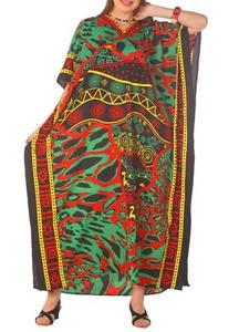 Women's Caftan Dresses Tropical Prints Long Maxi Dress One Size Fits Most - Picture 1 of 51