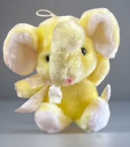 Vintage 1970 Eden Toys Baby Yellow Elephant Stuffed Animal Plush Zoo Noise Maker - Picture 1 of 10