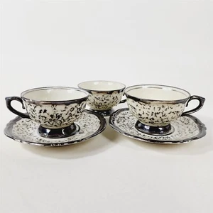 Vintage Dekor Feinsilber RW Bavaria 3 Teacups & 2 Saucers - Picture 1 of 11