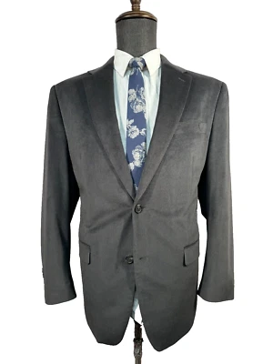 CHAPS Mens Gray HERRINGBONE Polyester VELVET Sport Coat Blazer Jacket 40R - Image 1 of 4