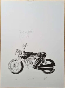 Jürgen Drese motorocker autographed offset lithography numbered G 52/75 - Picture 1 of 1