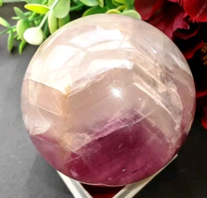 229g 51mm pink fluorite flower quartz Crystal gemstone Sphere Ball - Picture 1 of 10