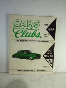 Vintage Cars and Clubs Midwest Hot Rod Magazine JULY   1958 OUTSTANDING - Picture 1 of 2