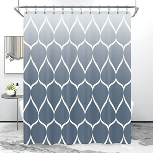Ombre Aegean Blue Fabric Shower Curtain Waterproof Design and Polyester Quick... - Picture 1 of 7
