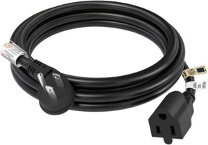 6 Fuß Schwerlast schwarz Netzkabel 14 AWG 15 A Flachstecker Verlängerungskabel - Bild 1 von 7