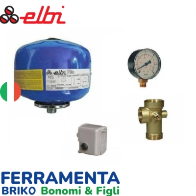 Idro Kit Idrosfera ELBI 24Lt Pressostato Manometro Raccordo Tee 5 Vie Autoclave