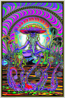 The Shroomer Mushroom Sage - Blacklight Poster - 24  X 36  Inches Non-flocked • 12.95$