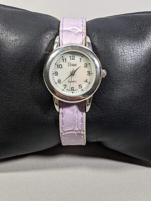 Vivani Pearlized Dial Silver Tone Round Case 26.5 mm Purple Band Watch 8 Inch - Image 1 of 4