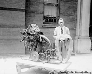 F.L. Lewton with Auto Tire Fabric Machine - 1925 - Historic Photo Print - Picture 1 of 1