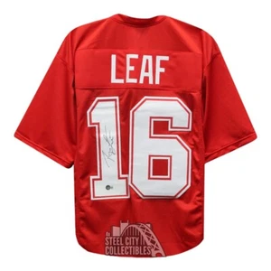 Ryan Leaf Autographed Washington State Custom Red Football Jersey - BAS - Picture 1 of 1