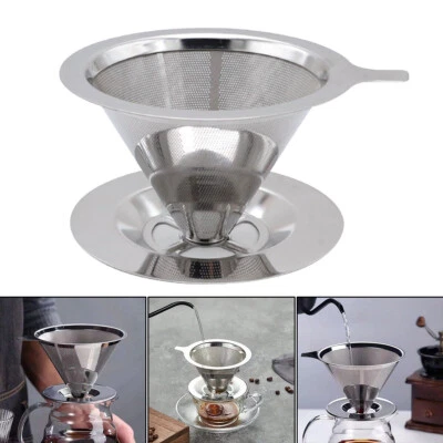 Mesh Coffee Filter Stainless Steel Paperless Pour Over Cone Dripper Reusable  - Image 1 of 4