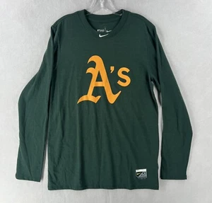 Mens Nike Heathered Green Oakland Athletics Slub Performance Long Sleeve sz M - Picture 1 of 8