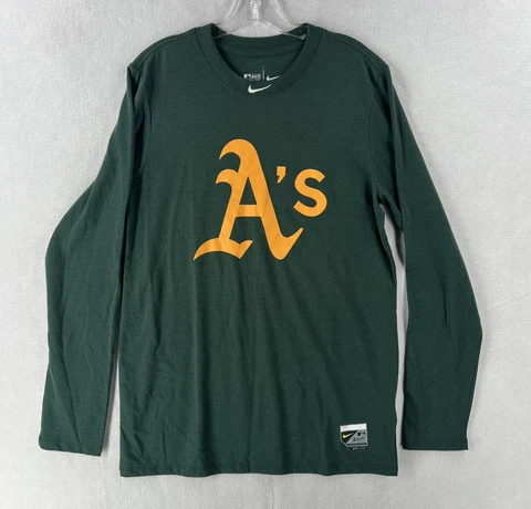 Mens Nike Heathered Green Oakland Athletics Slub Performance Long Sleeve sz M Cover