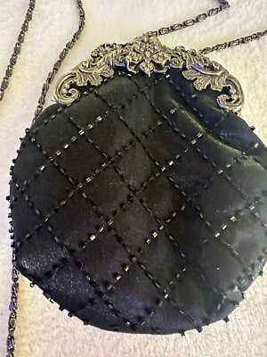 Vintage handbag, bead embroidery, silver plated lock, Jessica McClintock - Image 1 of 4