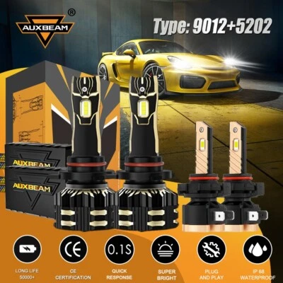 AUXBEAM 9012 LED 车头灯 + 5202 雾灯灯泡适用于 GMC Sierra 1500 2014 2015 — 第 1/4 张图片