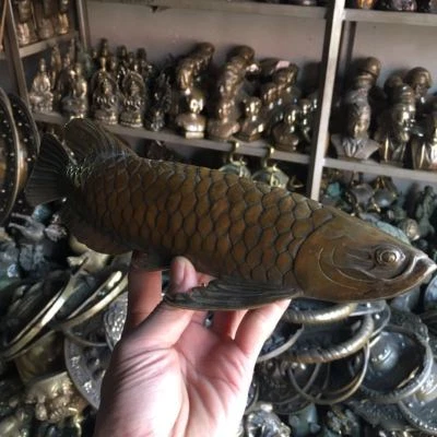 fengshui Bronze Lucky brass Carved statue ' Fish every year ' Wish U Wealth & - Image 1 of 4