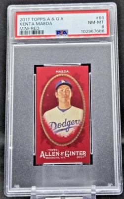 2017 Topps Allen & Ginter X Mini-Red #66 Kenta Maeda #5/5 PSA NM-MT 8 (JBC2111) - Image 1 of 2