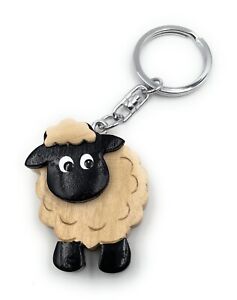 Handmade Wood Keychain Sheep Mufflon Dark Animal Wollschaf Pendant