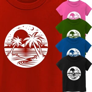 Kid's Funny Summer Vacation Short Sleeve T-Shirt USA New Graphic Gift Tee - Picture 1 of 13