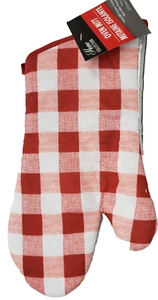 Küchenstoff 13" Ofenhandschuh, rot & weiß Buffolo kariert, mit grauer Rückseite, GR - Bild 1 von 4