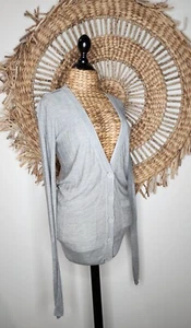 Maje 100% Silk Mousse Grey Knit Longline Cardigan Size M Designer - Bild 1 von 11