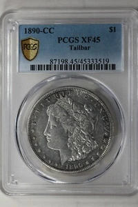 1890-CC 1.00  PCGS  XF45  TAILBAR Morgan Silver Dollar, Miss Liberty Head Dollar - Picture 1 of 2