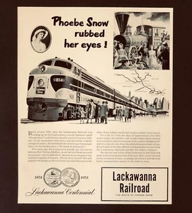 Lackawanna 1951 ferrocarril publicidad tren motor Phoebe nieve impresión de colección AD - Imagen 1 de 2