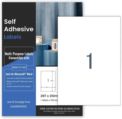 MARKENLOS Morrent Aufkleberpapier A4 matt 100 Blatt selbstklebend ablösbar für Drucker Eti