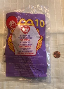 SEALED TY Beanie Babies MCDONALD'S STRETCHY THE OSTRICH#10 RETIRED Error 1999-93 - Picture 1 of 2