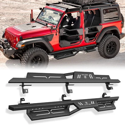 Fits For 2007-2018 Jeep Wrangler JK JKU Unlimited 4 Drs Running Boards Two Stair - Image 1 of 4