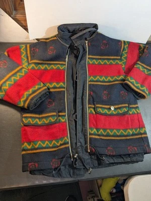 Auténtica chaqueta de calle Mulberry vintage para mujer talla P/S reversible azteca  Foto 1 de 4