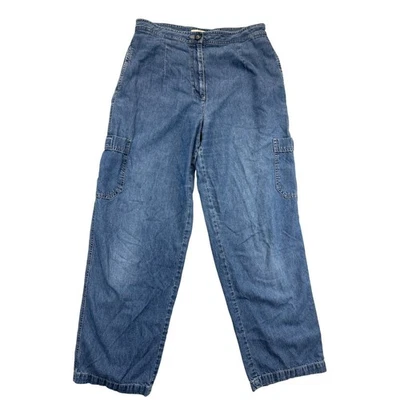 Pantalones de mezclilla para mujer J.Jill 12 azules tiro alto pierna ancha holgados Foto 1 de 4