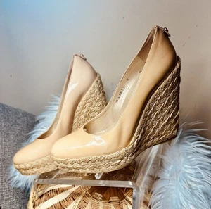 Stuart Weitzman Corkswoon Wedge 8.5 Wide Nude Slip On Shoes Fast Shipping - Picture 1 of 10