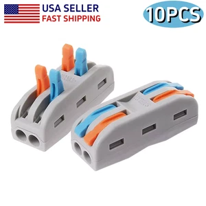 10pcs 2-Pole In-line Spring Lever Terminal Block 32A Electrical Wire Connectors - Picture 1 of 12