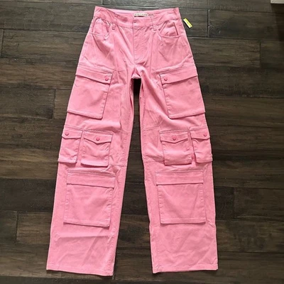 Pantalones cargo holgados ALICE + OLIVIA Olympia Mr en encaje rosa talla 4 ¡NUEVOS CON ETIQUETAS $495!! Foto 1 de 4