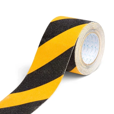 anti Slip Tread Tape, 4 Inch X 30 Feet, Black and Yellow Stripe, Non Skid Safety - Imagem 1 de 4