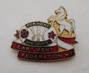 Vintage Women's Institute East Kent Federation For Home & Country Enamel Badge - Picture 1 of 4